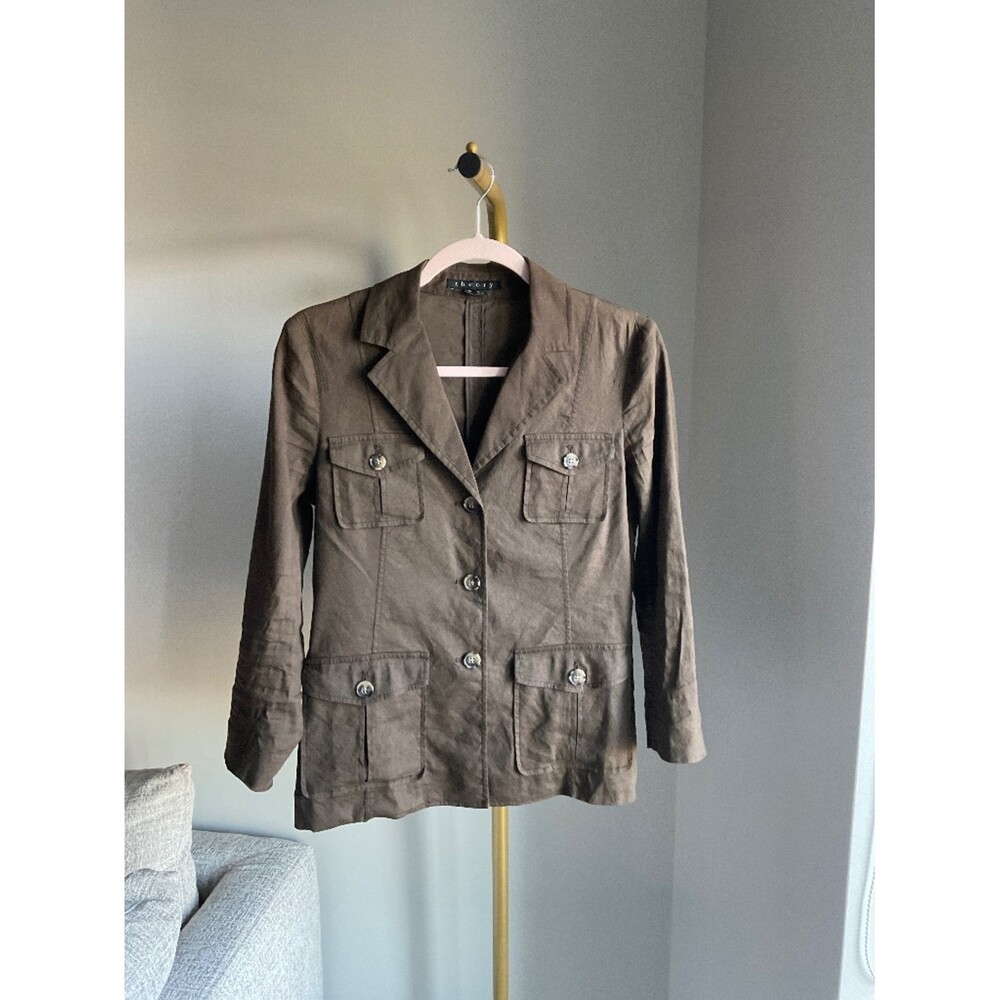 Theory Light Linen Utility Shirt Jacket